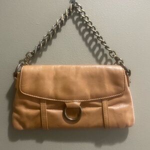 HOBO Tan Leather Wristlet with Chain Strap